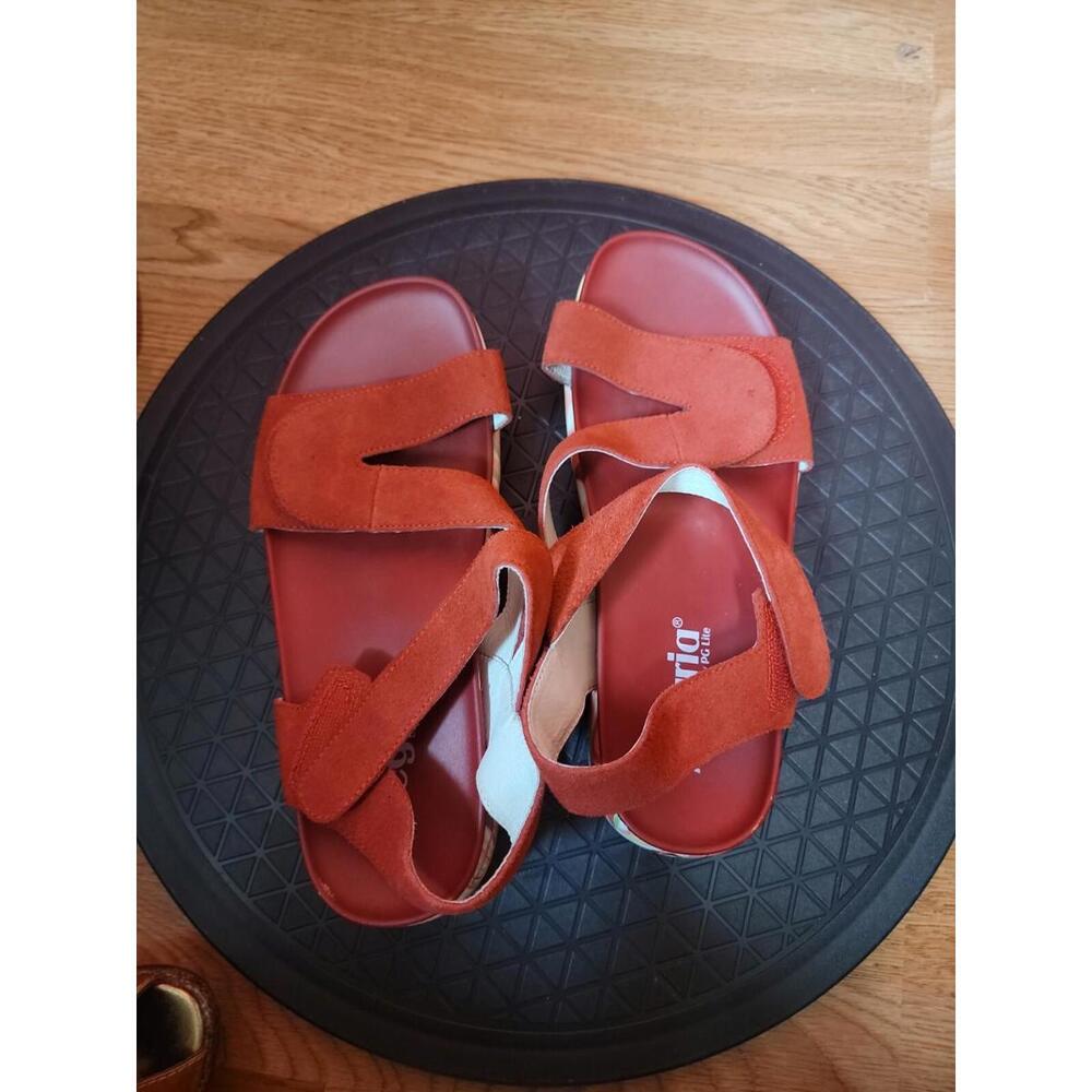 Alegria by PG Lite ANA-172 Wedge Sandals US 8 Red Suede Multicolor soles - Picture 5 of 8